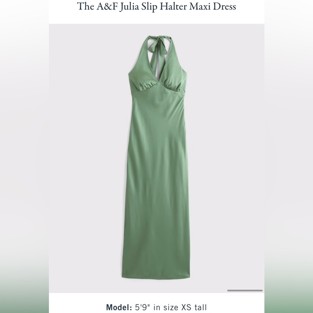 Abercrombie & Fitch NWT Lush Green Julia Slip Halter Maxi Dress - Large Tall